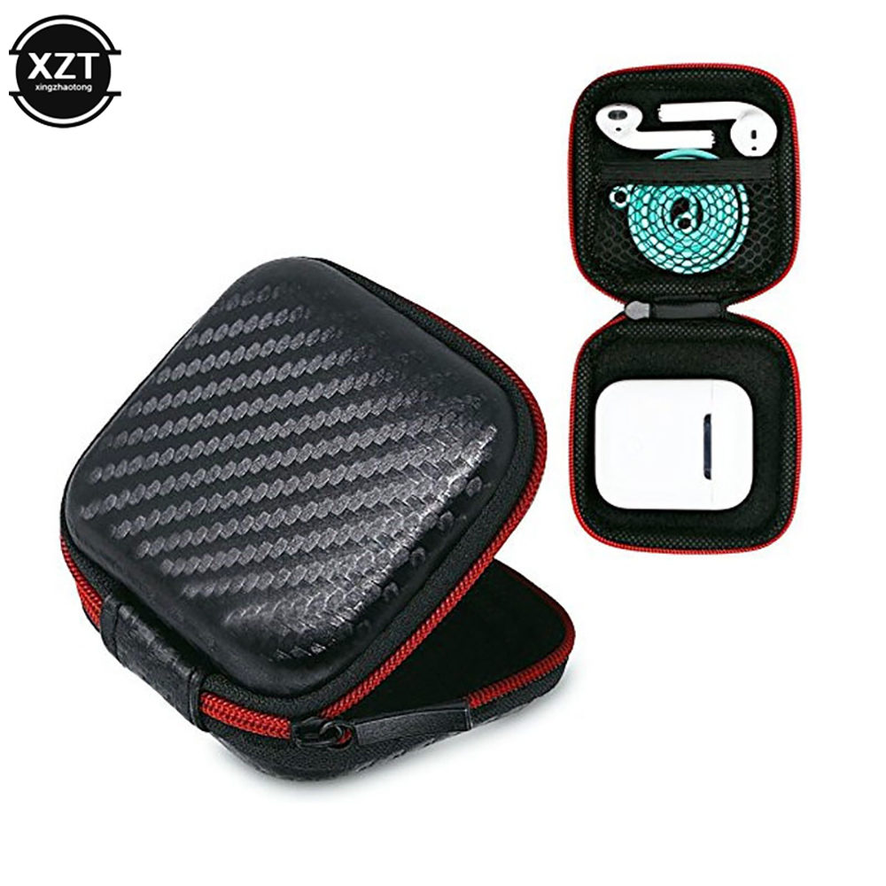 Earbuds Charging Case - Headphone Bag Mini Zipper Square Hard