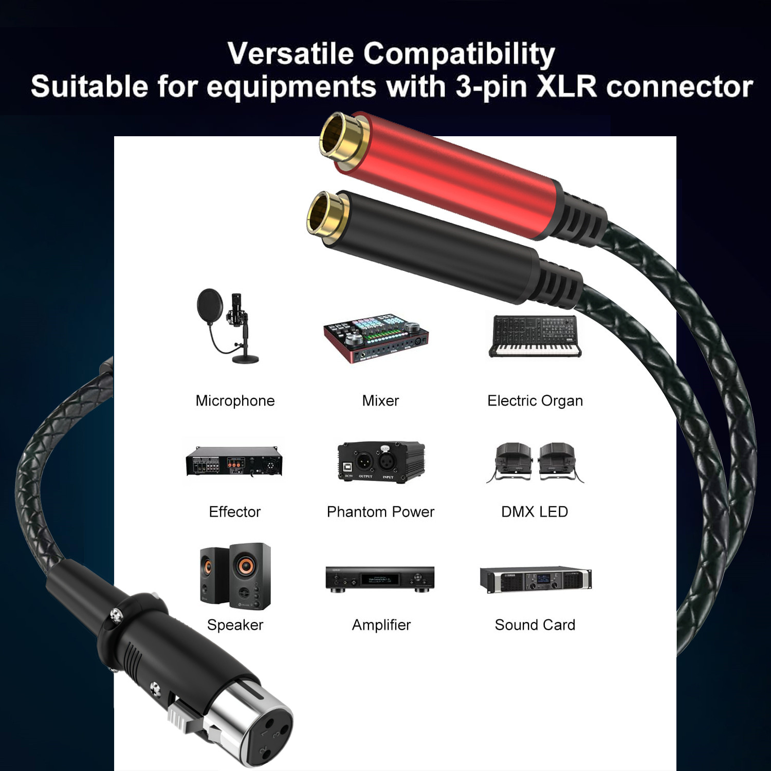 3Pin XLR Female To Dual 6.35mm - Earphone Splitter Jack avis et prix