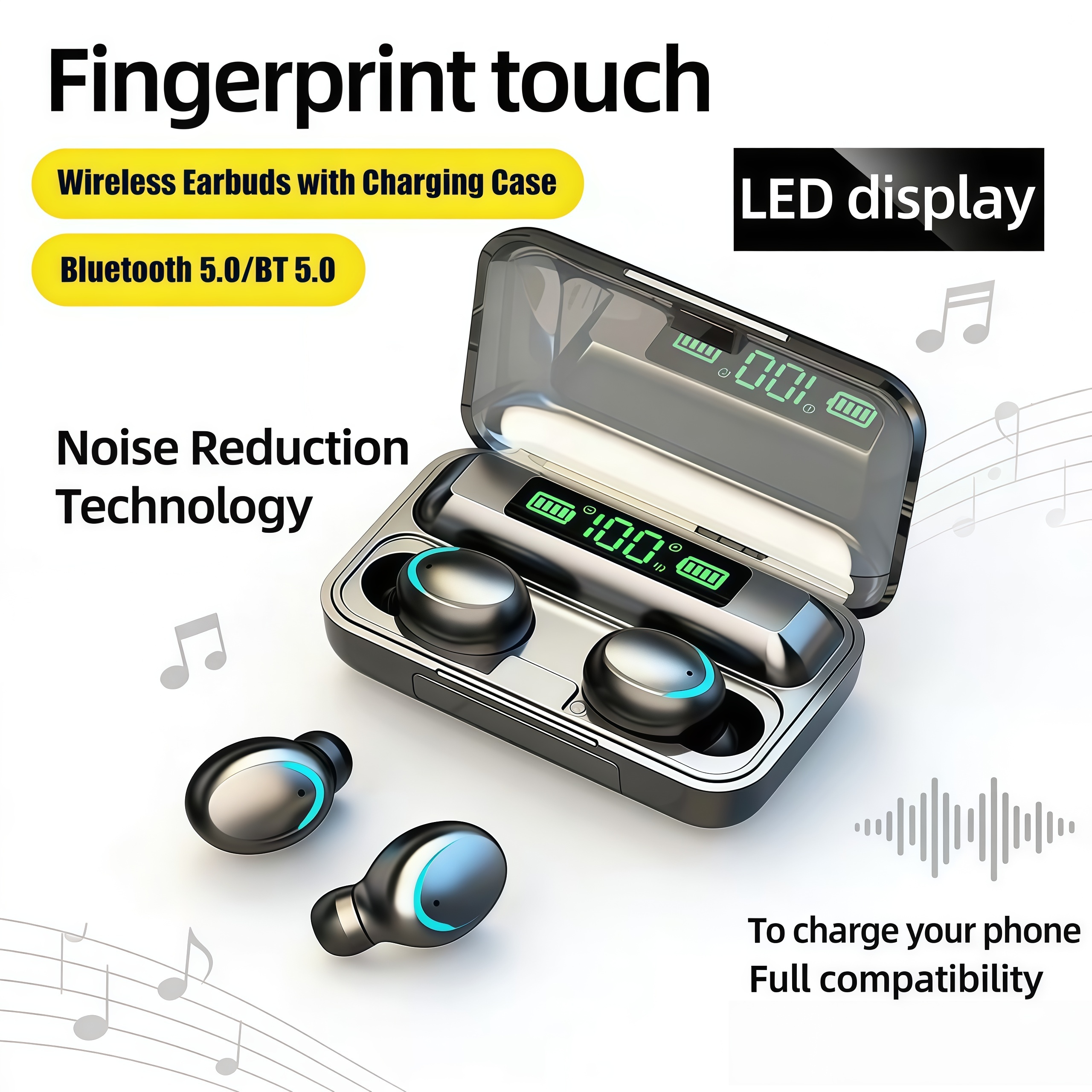 2026 F9 Wireless Earphones LED - Bluetooth Headset On Ear avis et prix