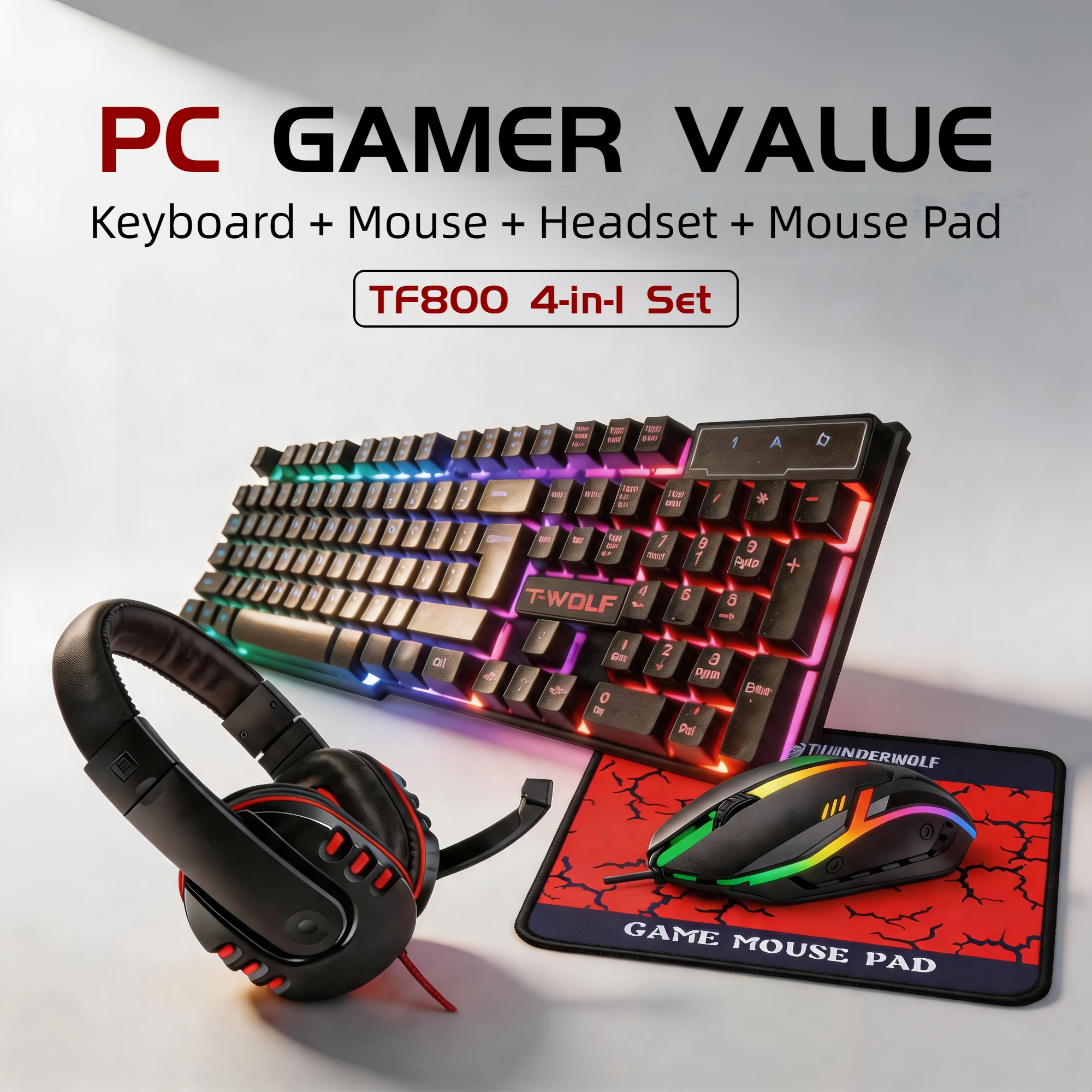 4 in 1 Gaming Combo Set Rainbo - Gaming Headset Rgb avis et prix