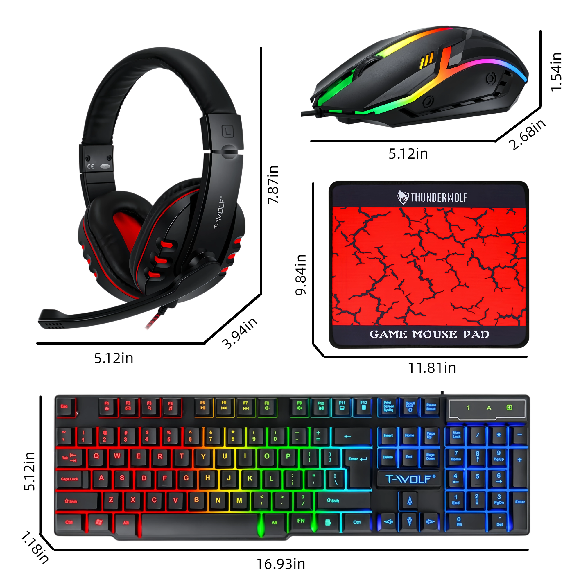 4 in 1 Gaming Combo Set Rainbo - Gaming Headset Rgb avis et prix