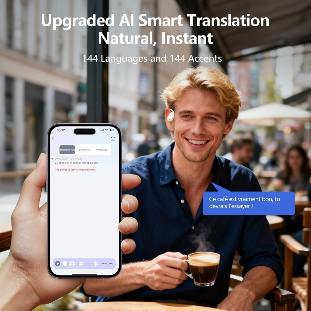 144 Language Real-time Transla - Earbuds Charging Case avis et prix