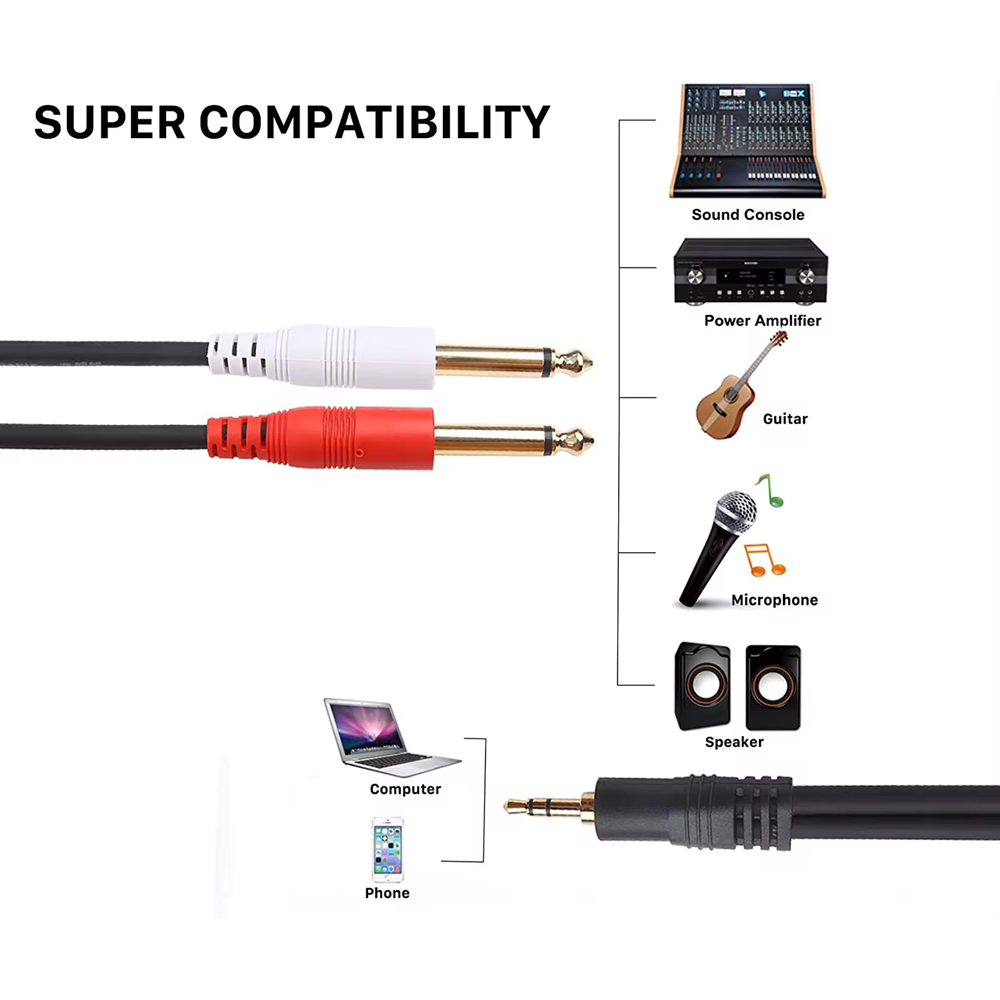 3.5mm TRS to Dual 6.35mm TS Y  - Audio Splitter Y avis et prix